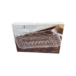 Vintage Fifth Ave Muirfield Crystal Gla Tray "Give Us This Day Our Daily Bread"